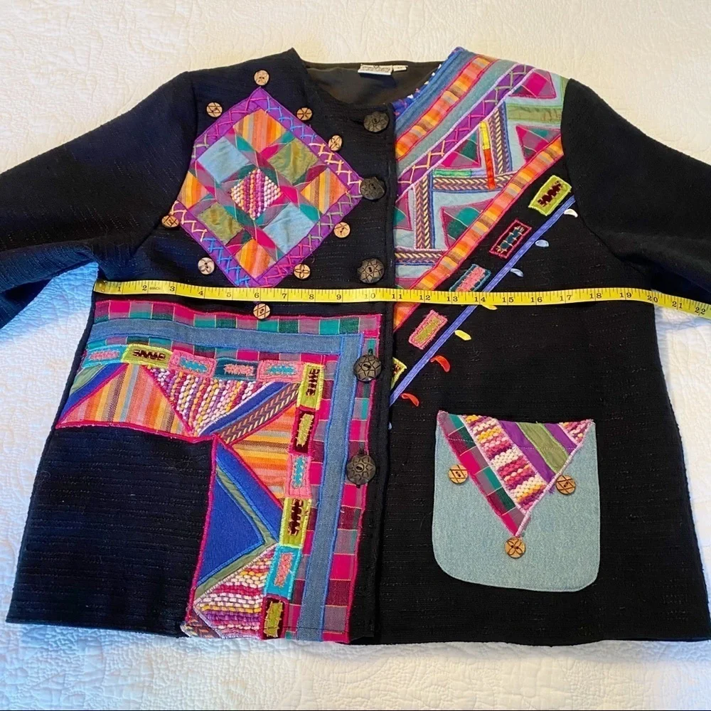 Parsley & Sage Embroidered Patchwork Button Jacket - M - Picture 9 of 13